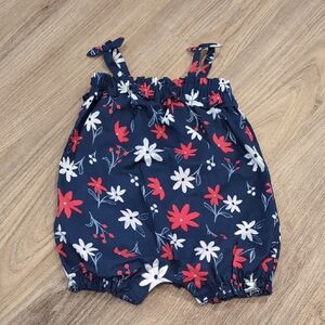 Floral Navy and Red Romper for Kids Size 9m
